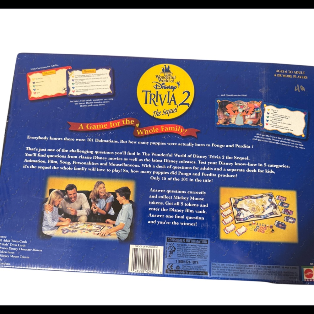 Sealed The Wonderful World of Disney Trivia 2: The Sequel Game by Mattel - Picture 2 of 7